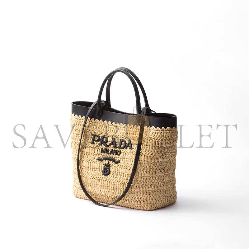 PRADA SMALL CROCHET AND LEATHER TOTE BAG 1BG501 (21*16*10cm)